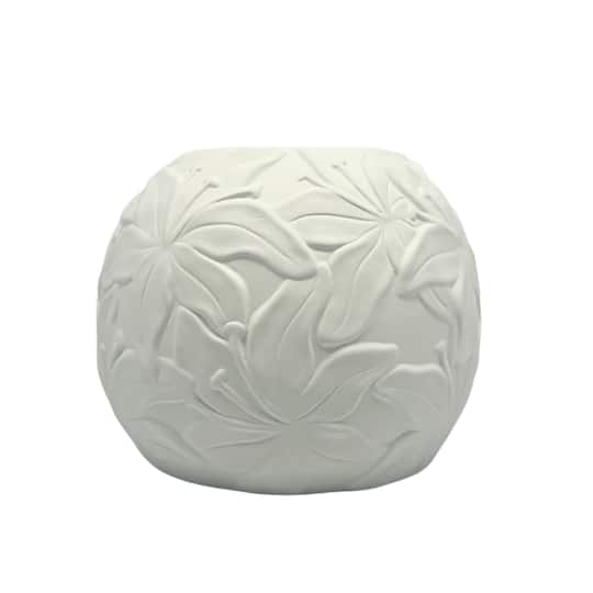 6.25" Embossed Lilies DIY Round Ceramic Vase by Make Market®